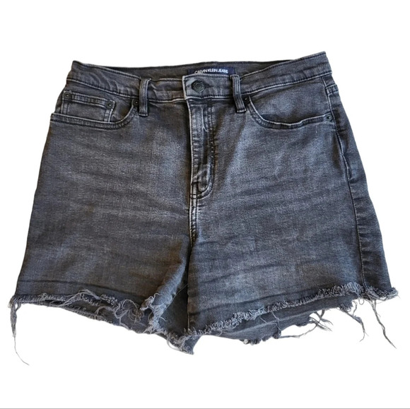 Calvin Klein Jeans High Rise Distressed Hem Shorts - Picture 1 of 11